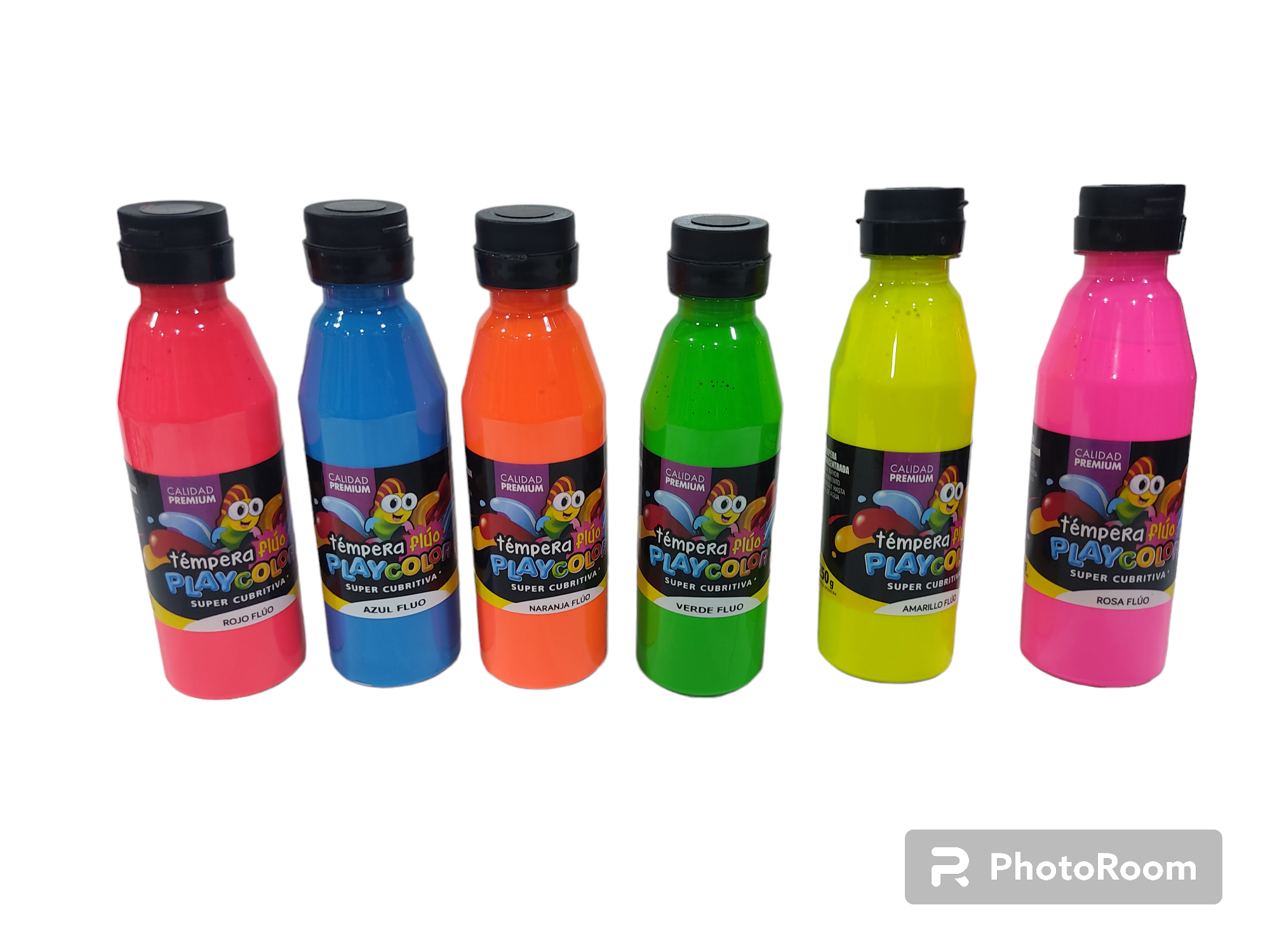 PLAYCOLOR TEMPERAS FLUOR BOTELLAS 250GR      POTES 81350/51/52/53/54/55