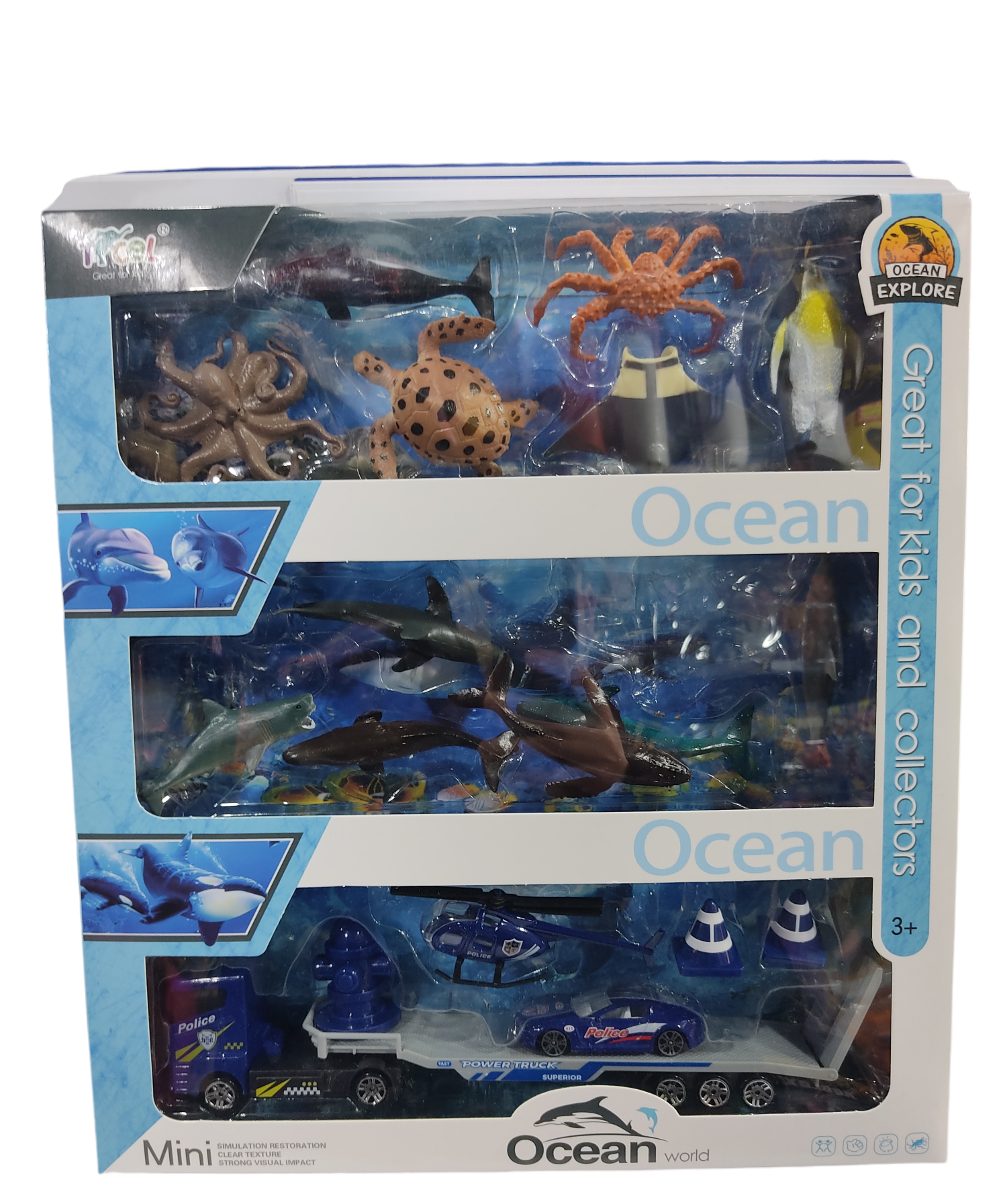 KK ANIMALES + VEHICULOS 18PCS E/CAJA SD9488  ANIMALES DE MAR GRANJA SELVA