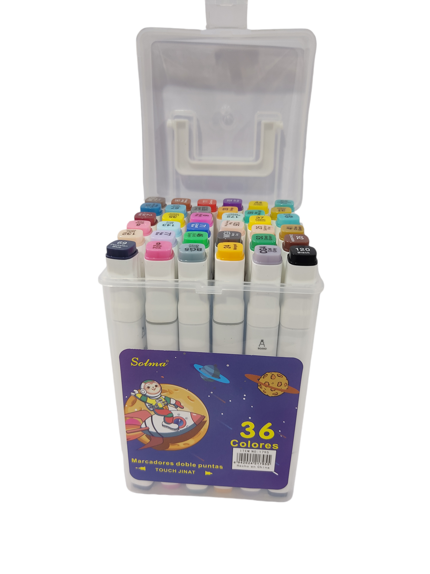 NI.MARCADORES DOBLE PUNTA X36PCS E/VALIJA    VARIOS COLORES FIBRONES
