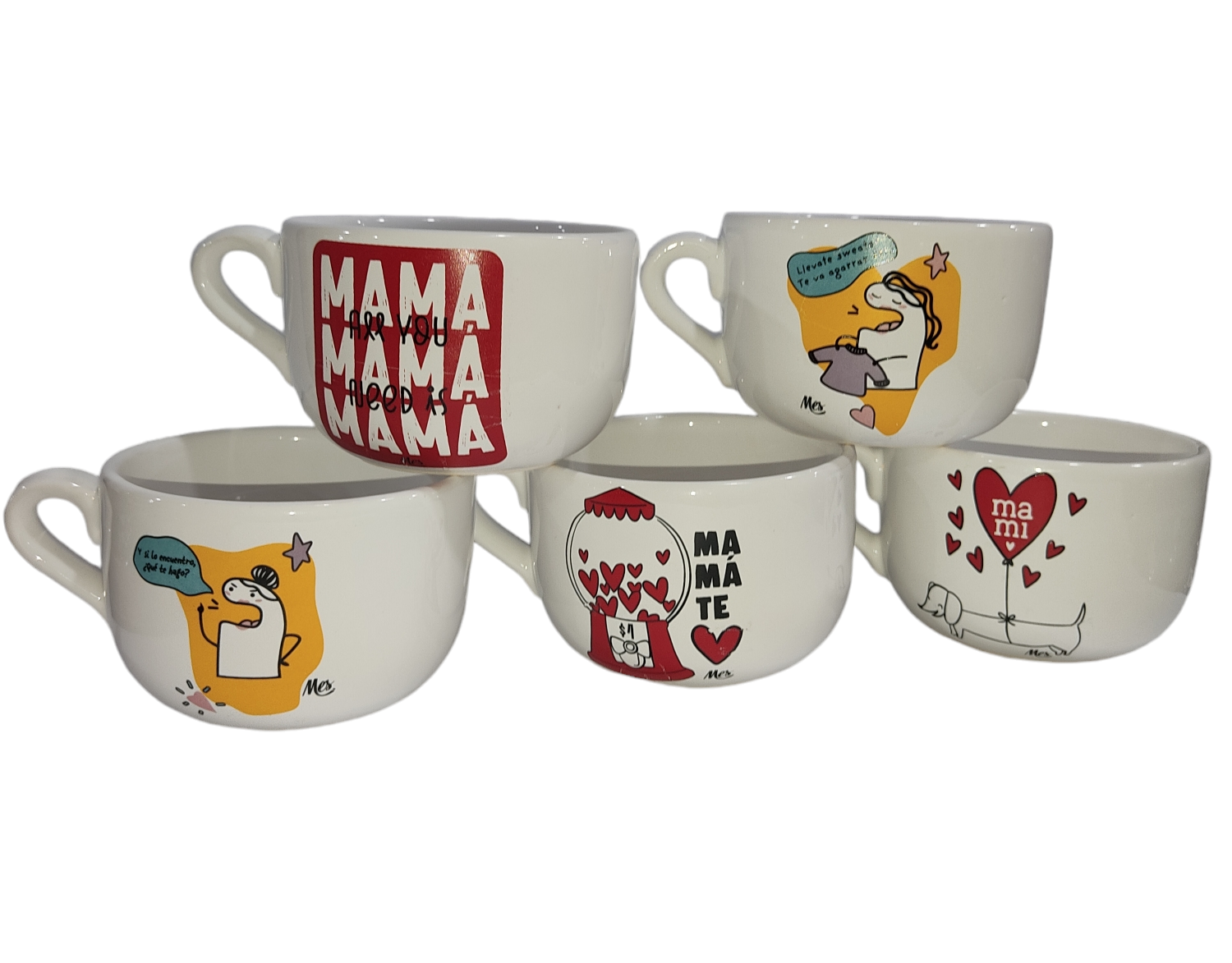 MES.TAZONES DE CERAMICA MAMA DIA DE LA MADRE C/MANIJA  FRASES AMOR ENAMORADOS