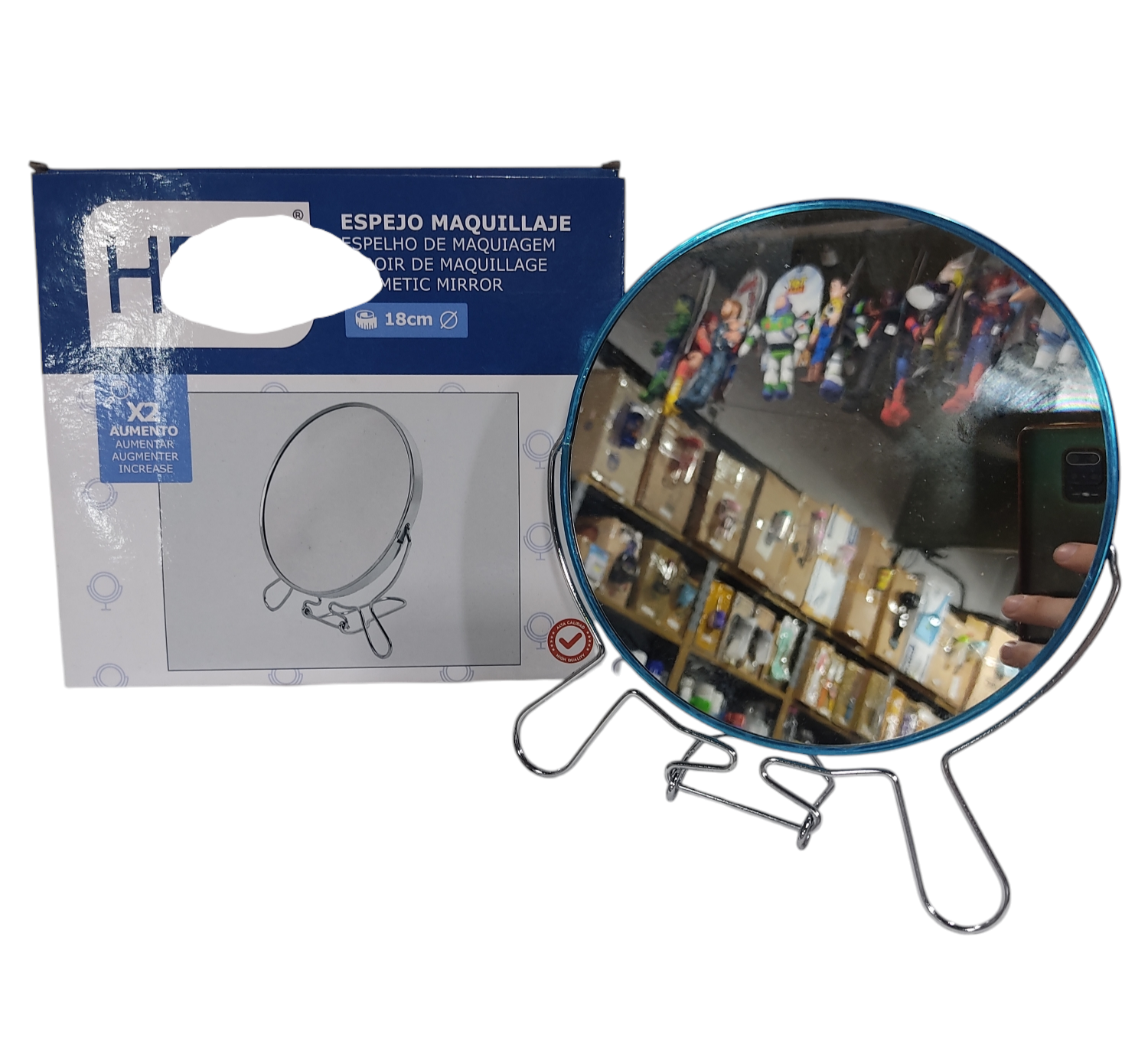 NA.ESPEJOS CON AUMENTO 7P. E/CAJA NC8023 18CM-AUMENTO X2