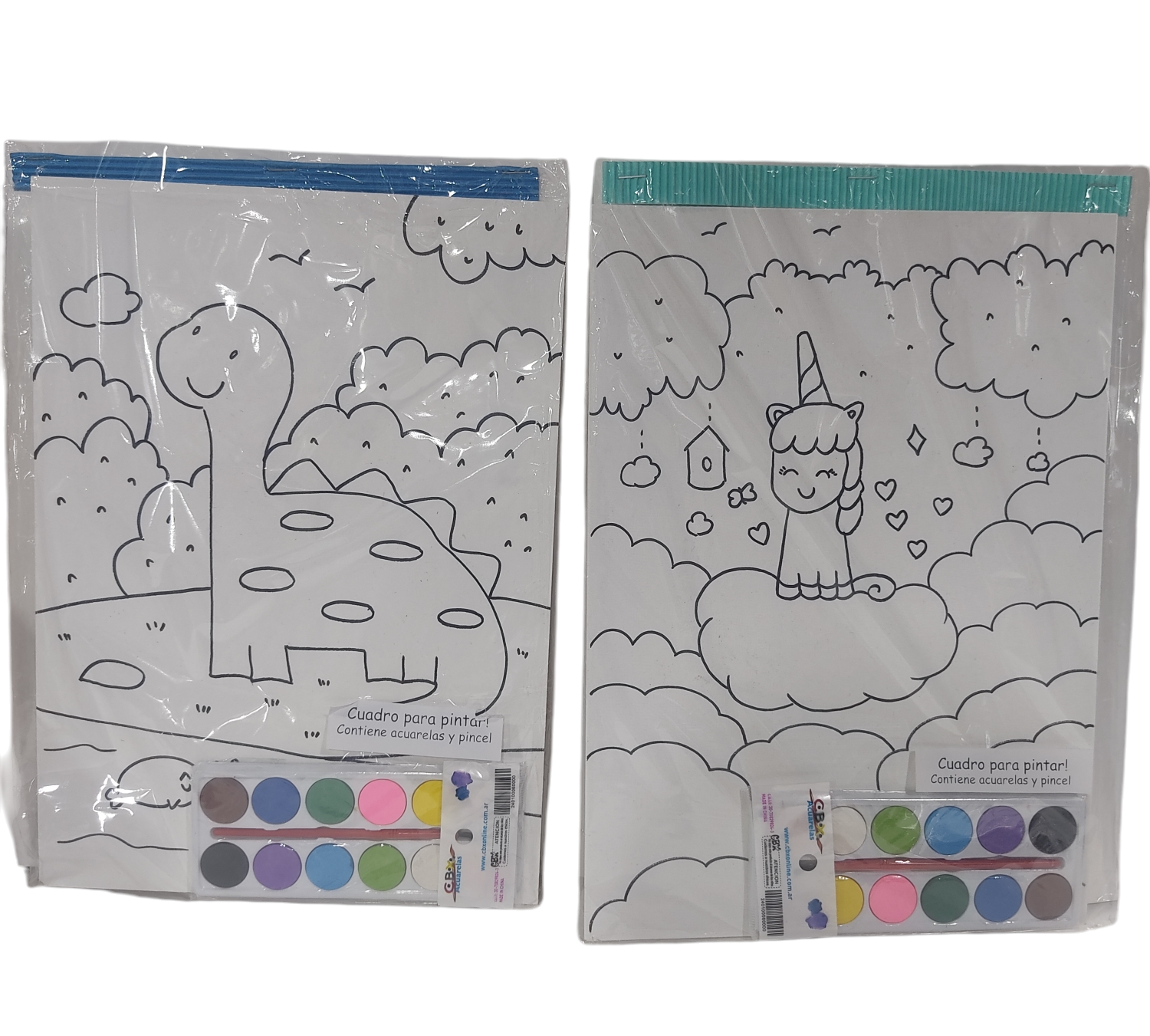 CUADROS PARA PINTAR C/ACUARELAS + PINCEL E/BOL  23X32CM
