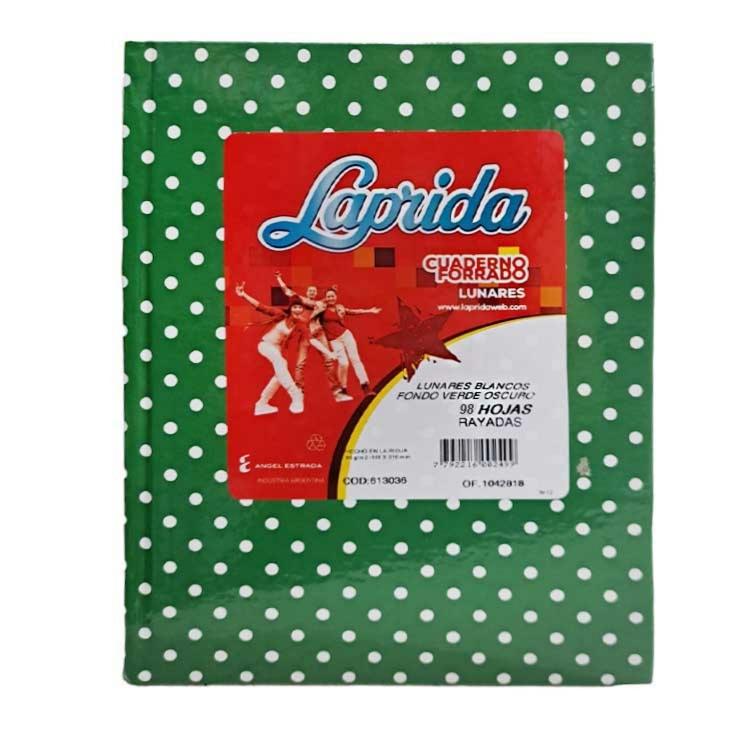 CUADERNOS LAP.LUN.R 16X21CM 50H.VERDE RAYADO LUNARES T/DURA