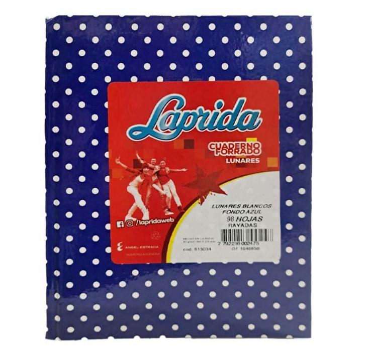 CUADERNOS LAP.LUN.R 16X21CM 50H.AZUL RAYADO LUNARES T/DURA