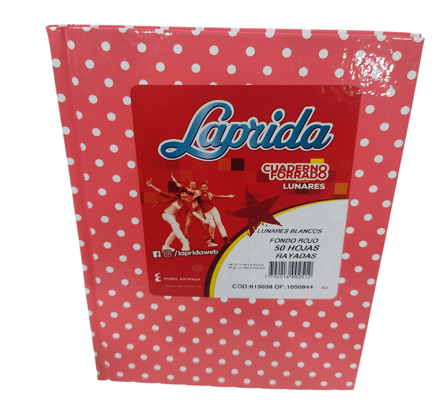 CUADERNOS LAP.LUN.R 16X21CM 50H.ROJO RAYADO LUNARES T/DURA