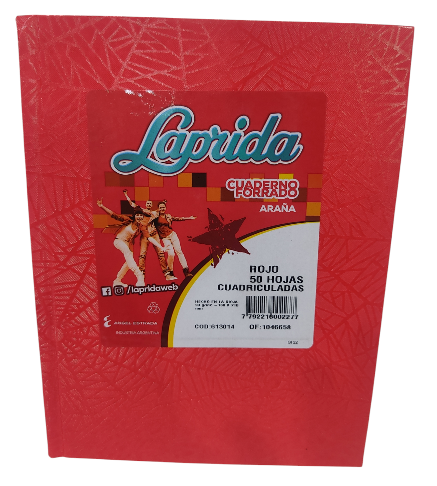 CUADERNOS LAP.C 16X21CM 50H.ROJO CUADRICULADOARAñA TAPA DURA