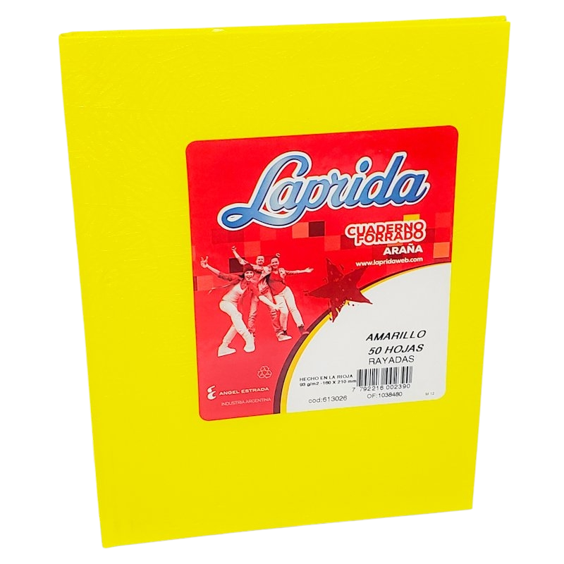 CUADERNOS LAP.R 16X21CM 50H.AMARILLO RAYADO ARAñA
