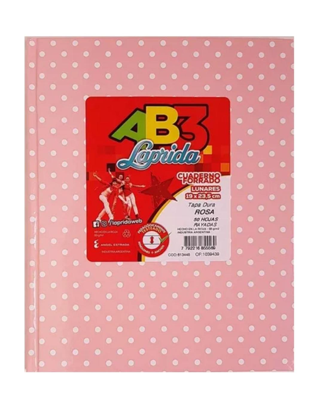 CUADERNOS LAP.LUN.R AB3 X50H. ROSA RAYADO LUNARES 19X23CM