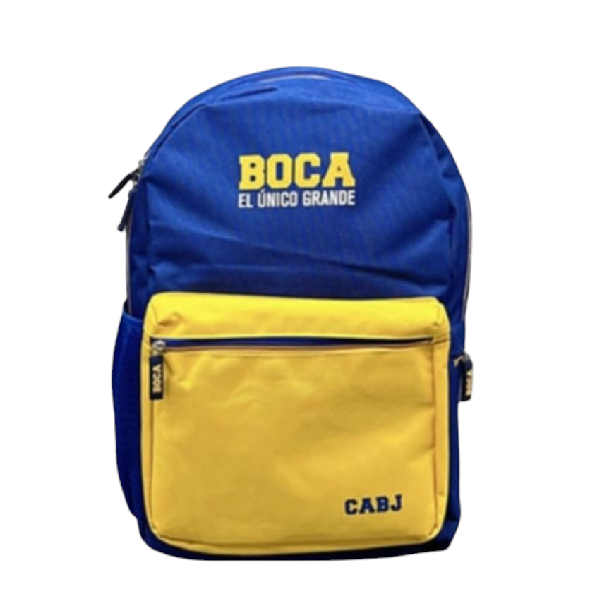 QM.MOCHILAS BOCA JUNIORS MOCBJ04 43X25X14CM 3CIERRES C/BOLSILLOS LATERALES ORIGINAL FUTBOL