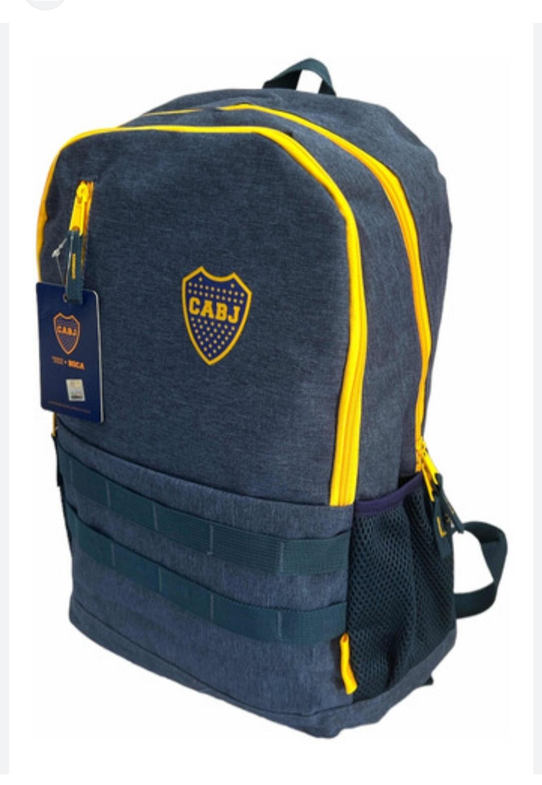 QM.MOCHILAS BOCA JUNIORS MOCBJ03 43X25X14CM 3CIERRES C/BOLSILLOS LATERALES ORIGINA FUTBOL