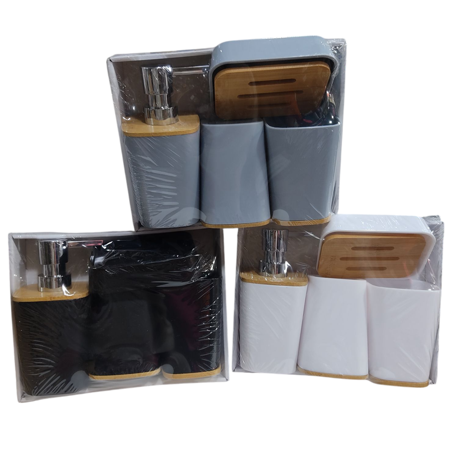 FE.SET DE BAñOS X4PCS E/CAJA EA992412   PLASTICOS S/MADERA - F/RECTANGULAR