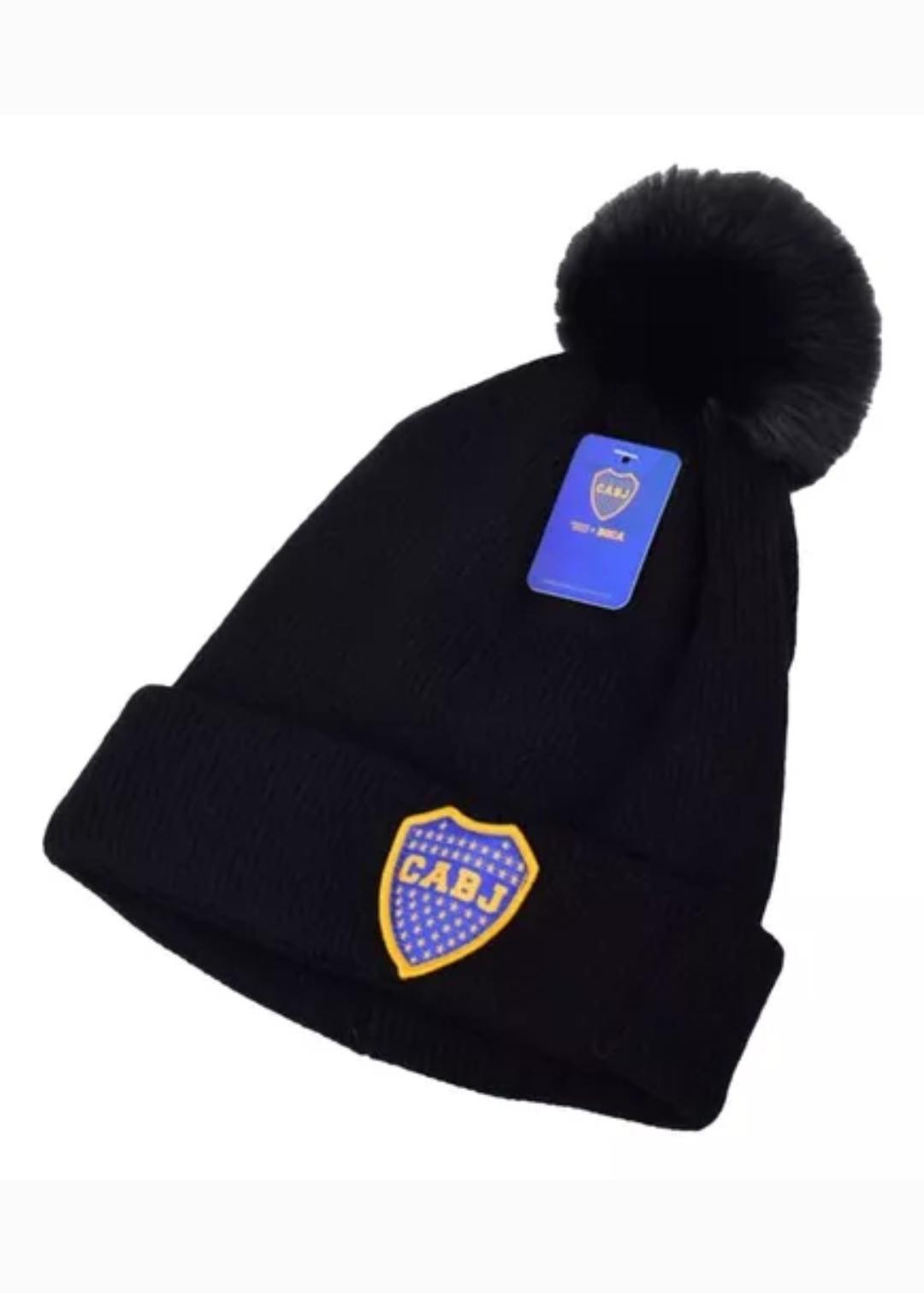 QM.GORROS BOCA JUNIORS C/POMPON GROBJ03 1ERA.CALIDAD ORIGINAL GORRITOS ROCKY FUTBOL