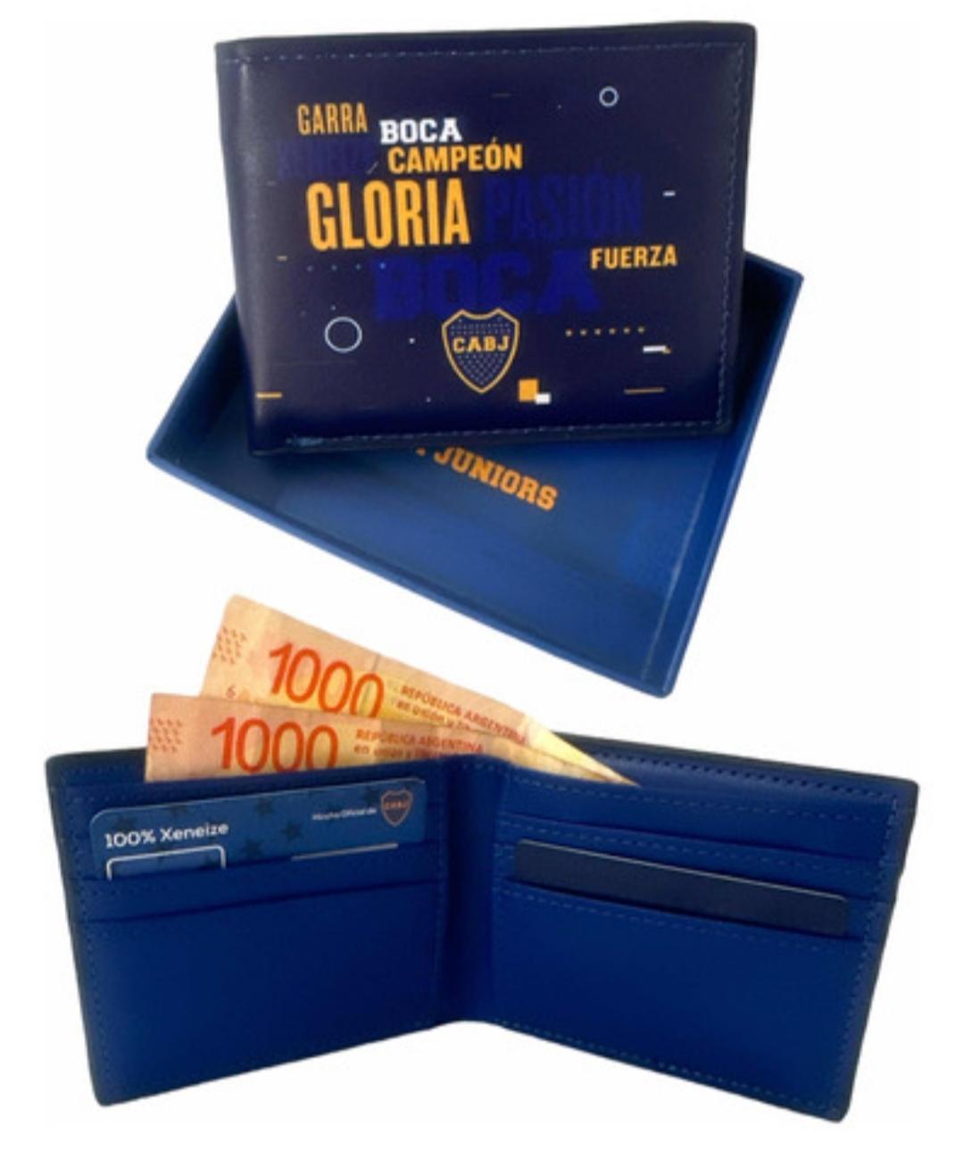 QM.BILLETERAS BOCA JUNIORS BILBJ02 12X10CM E/CAJA ORIGINAL SIMIL CUERO  FUTBOL