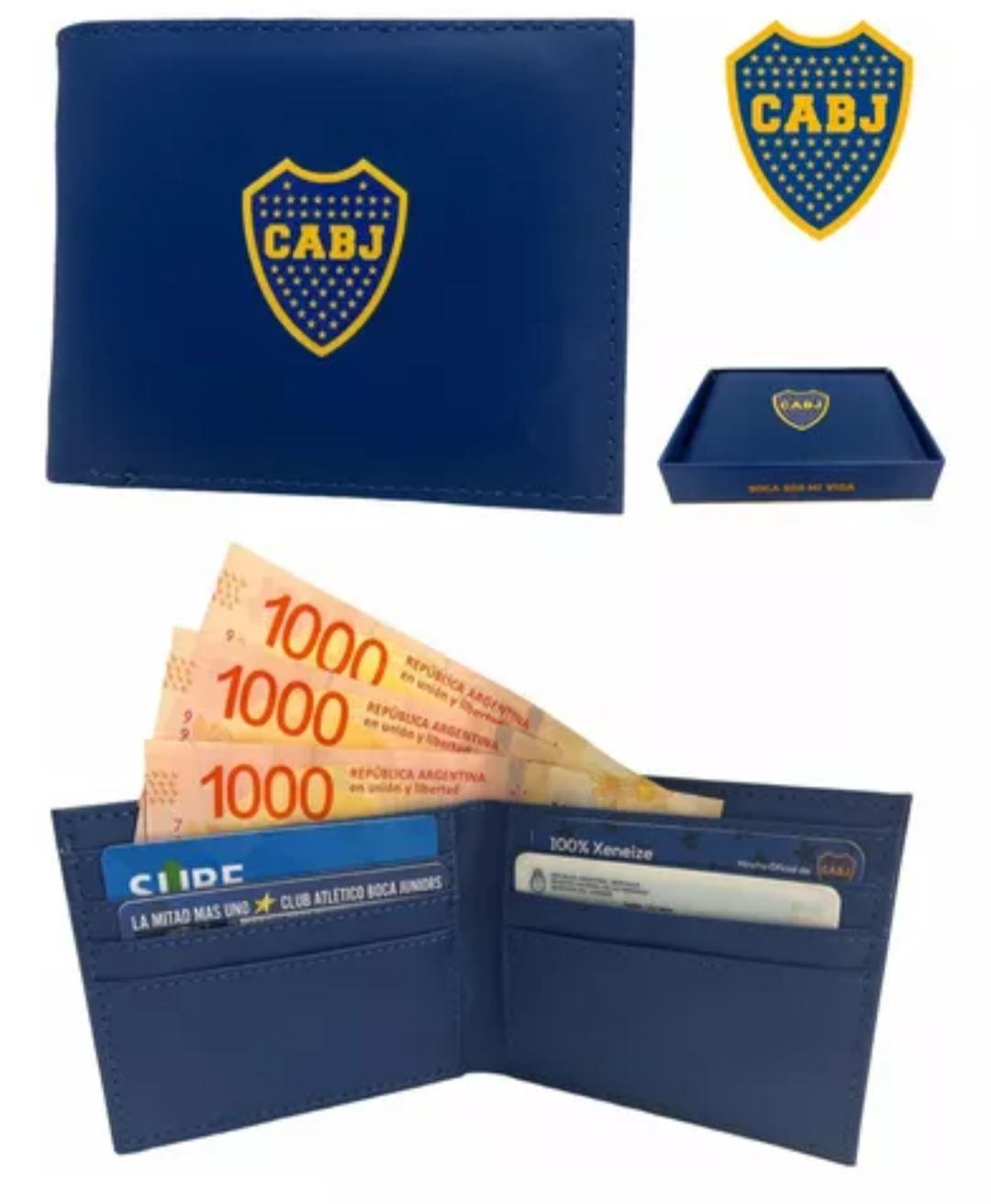 QM.BILLETERAS BOCA JUNIORS BILBJ04 12X10CM E/CAJA ORIGINAL SIMIL CUERO FUTBOL