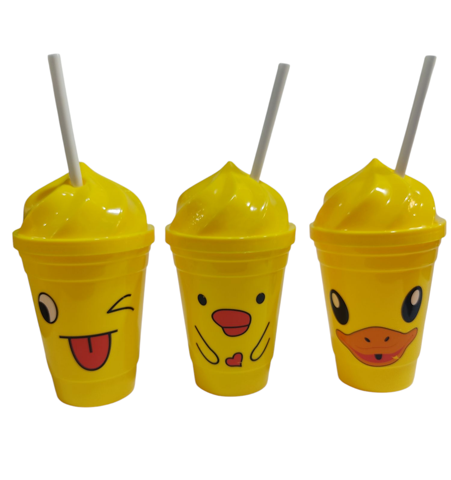 KK VASOS PATITOS C/TAPA+SORBETES NS230481 PLASTICO
