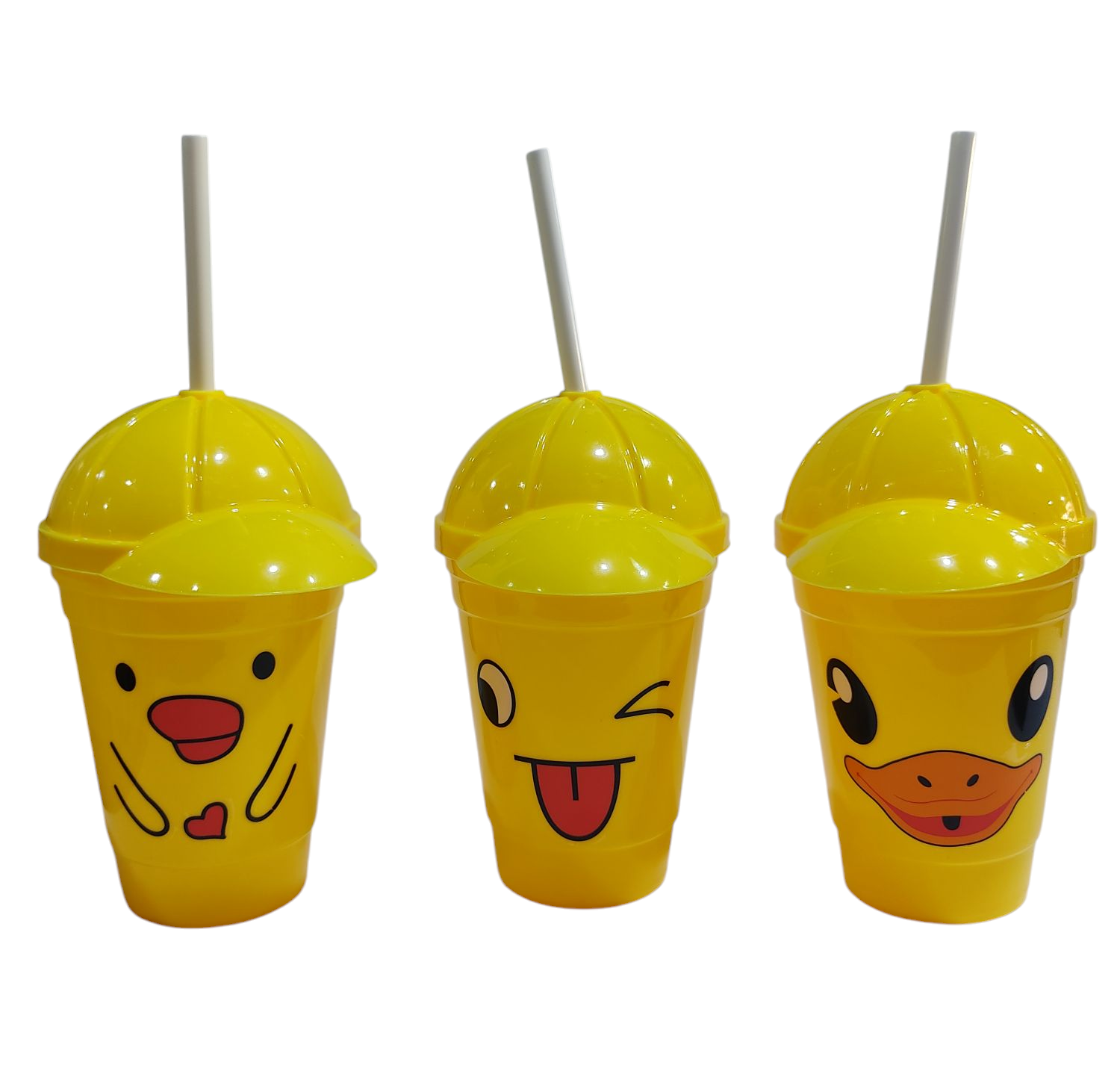 KK VASOS PATITOS C/TAPA GORRA +SORBETES NS249460 PLASTICO