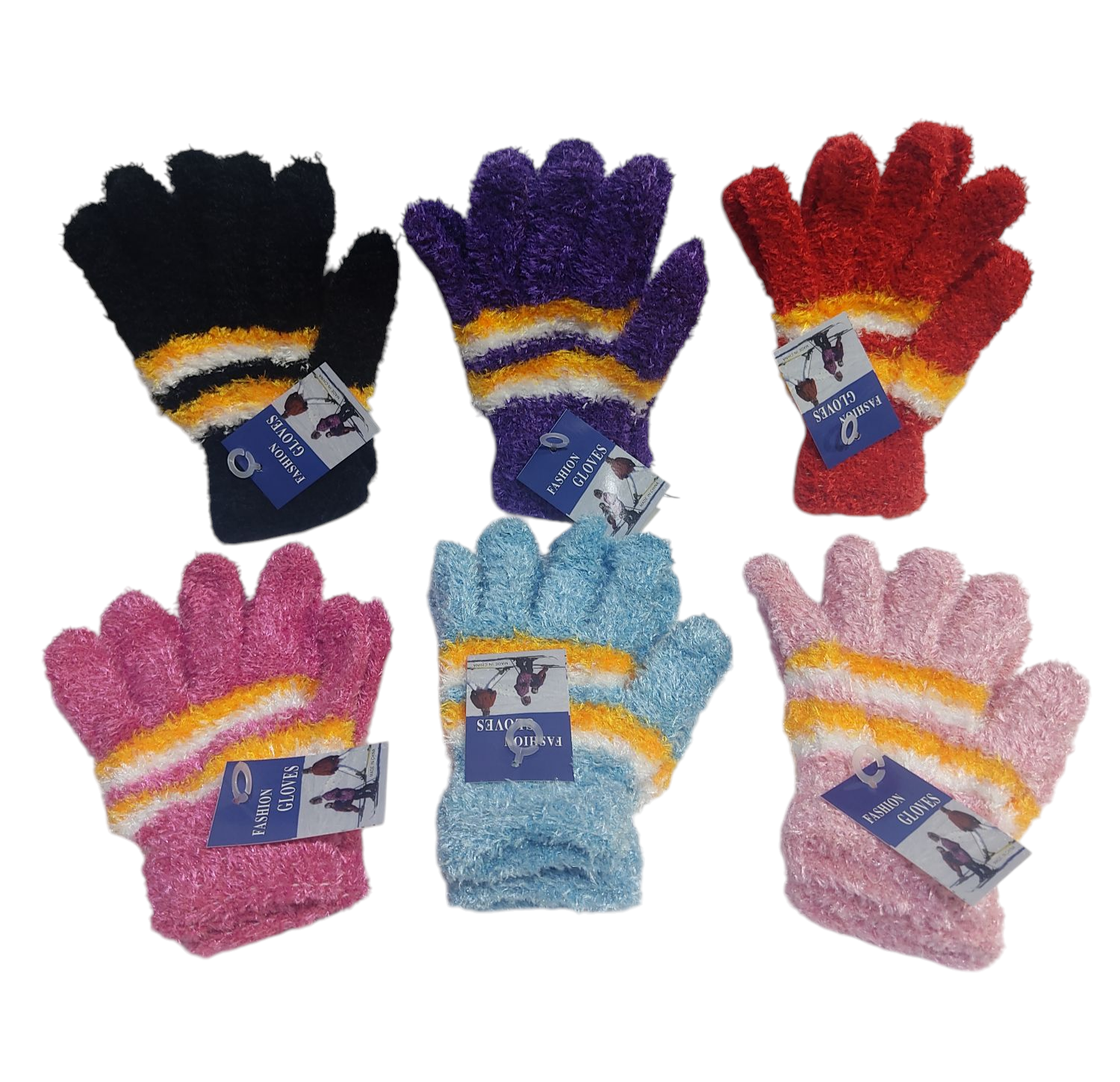 INV.GUANTES CHENILLE RAYADOS VARIOS COLORES ADULTO  4835 -OPN1241