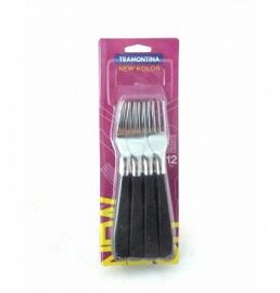 TRAMONTINA NEW KOLOR X12N TENEDORES 23162/900CUBIERTOS M/PLASTICOS NEGRO