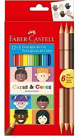 FABER CASTELL LAPIZ COLOR LARGO X12+3BICOLOR REGALO LAPICES